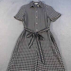 Max Studio Women’s Black Daisy fold Print, button top collared jumpsuit, size XS